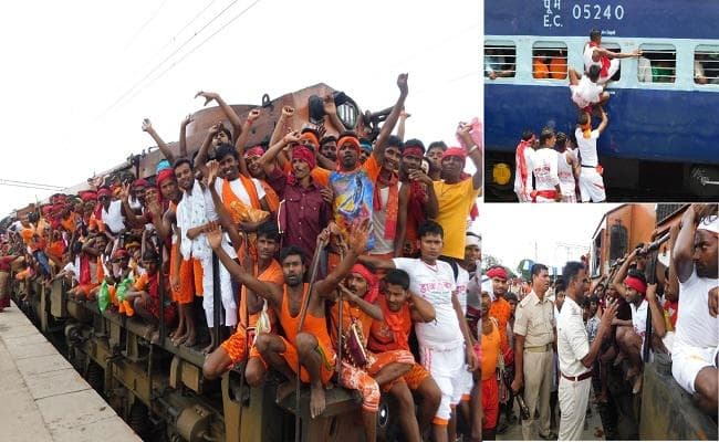 ट्रेन की इंजन पर जब कुछ इस अंदाज में बैठ गये कांवरियां और उसके बाद…