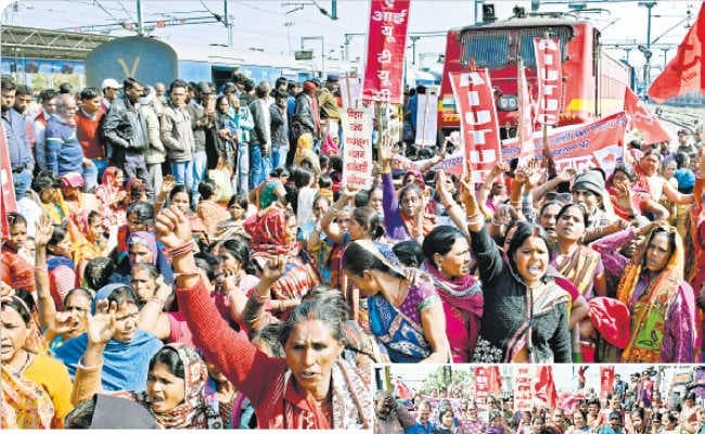 मुजफ्फरपुर : रेलवे ट्रैक पर लेट गयीं रसोइया, परिचालन ठप, दोपहर 12.35 बजे से 1.55 बजे तक ट्रैक पर किया प्रदर्शन
