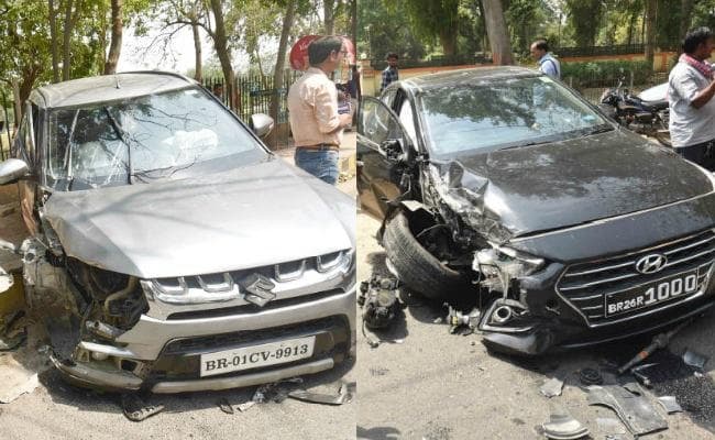 तेज प्रताप यादव की गाड़ी को कार ने मारी जोरदार टक्कर, बाल-बाल बचे, पार्टी कार्यालय जाते समय हुआ हादसा, …देखें तस्वीरें