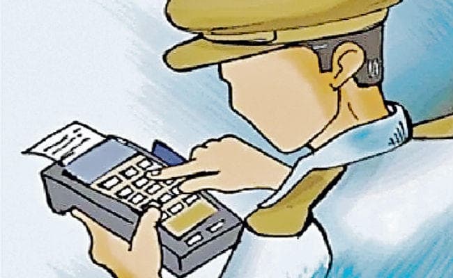 यातायात पुलिस ने पही बार काटा इ-चालान, वसूले 18 हजार रुपये जुर्माना
