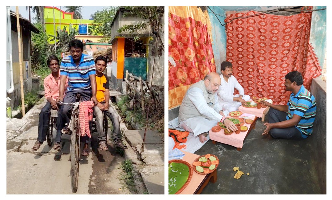 BJP समर्थक रिक्शा चालक के घर में अमित शाह का लंच, डोमजूर से 200 सीट पर जीत का दावा भी…