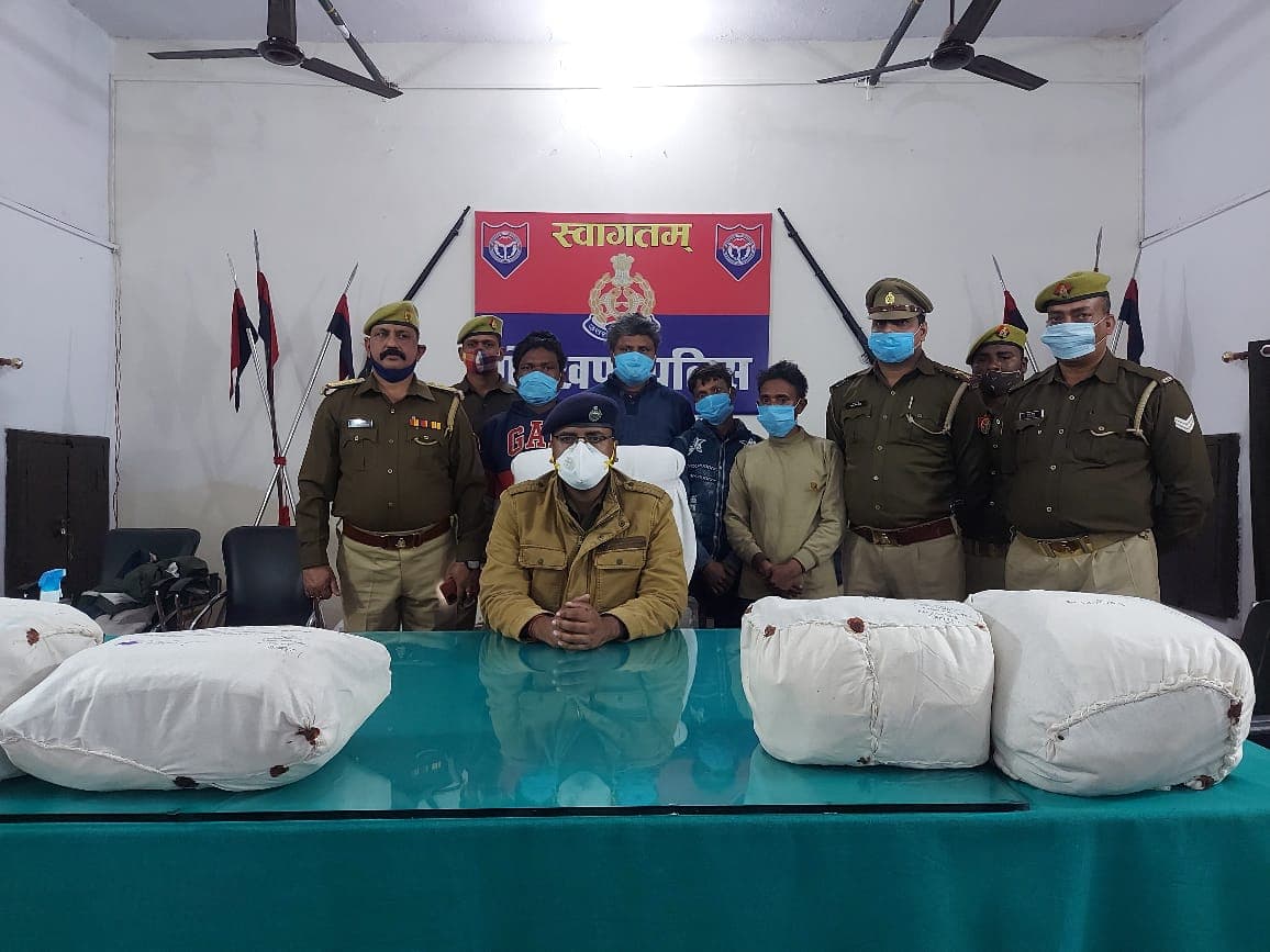 गोरखपुर पुलिस ने 5 क्विंटल गांजा के साथ 9 लोगों को किया गिरफ्तार