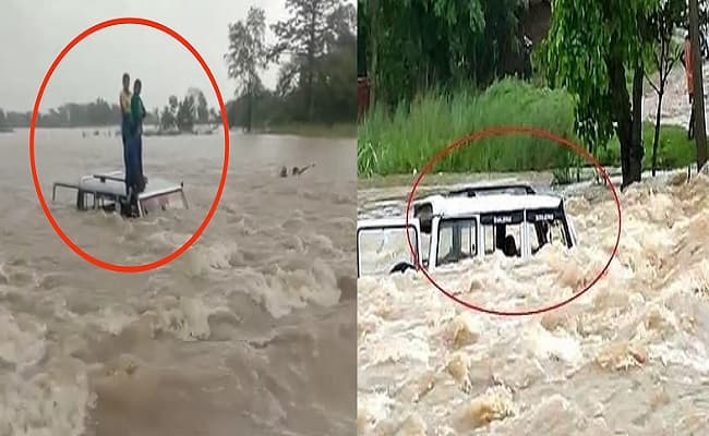Bihar Flood News: ड्राइवर की लापरवाही पड़ी भारी, उफनायी नदी के तेज धार में बहा बोलेरो, गाड़ी से कूदा चालक