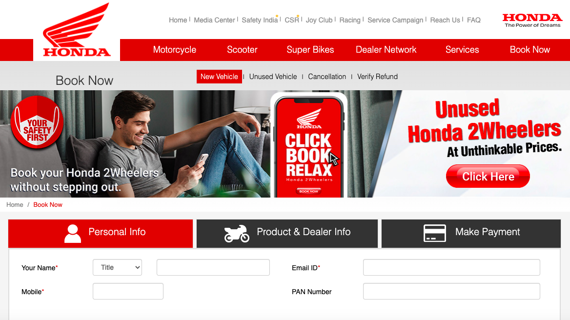 Honda मोटरसाइकिल ने कॉन्टैक्टलेस सर्विस देने के लिए शुरू किया ऑनलाइन बुकिंग प्लैटफॉर्म
