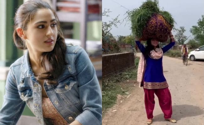 बिहार में सिर पर घास लिये घूम रहीं सारा अली खान, बार बार देखा जा रहा है ये VIDEO
