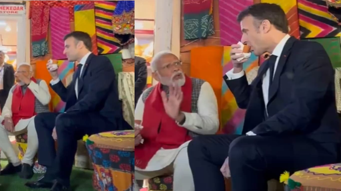 पीएम मोदी ने फ्रांस के राष्ट्रपति के साथ की चाय पर चर्चा, इमैनुएल मैक्रों ने किया UPI पेमेंट, देखें वीडियो