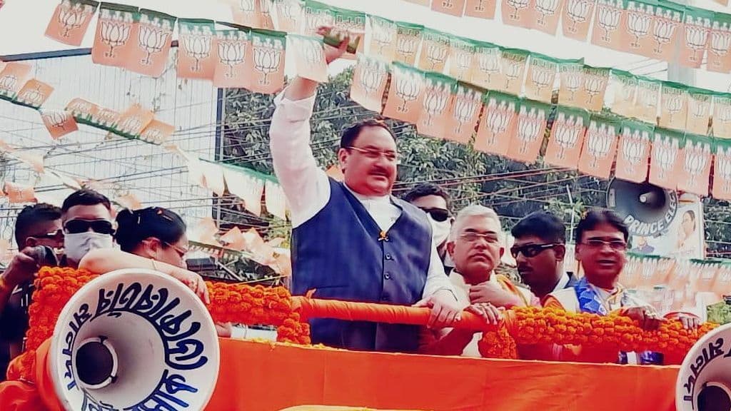 मालदा में जेपी नड्डा का रोड शो, उमड़ा जनसैलाब
