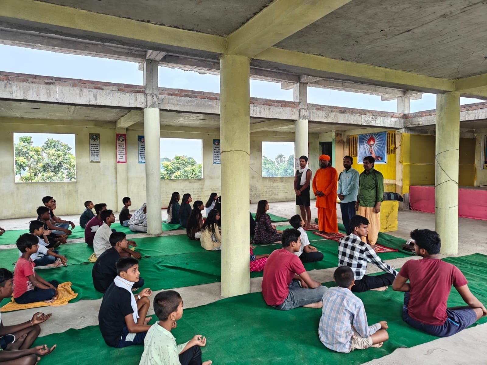 कराया गया योगाभ्यास