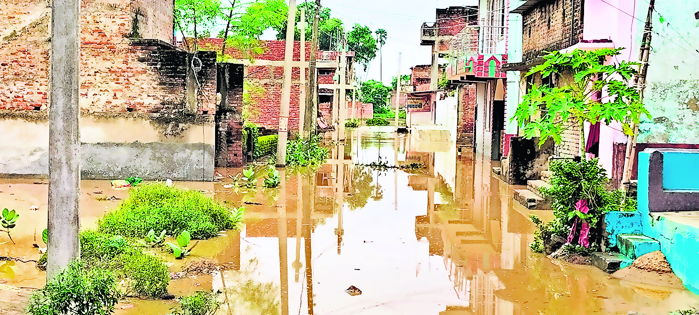 सोन नदी उफान पर, तिलौथू में घुसा बाढ़ का पानी
