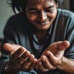 rubbing the palm of the hands