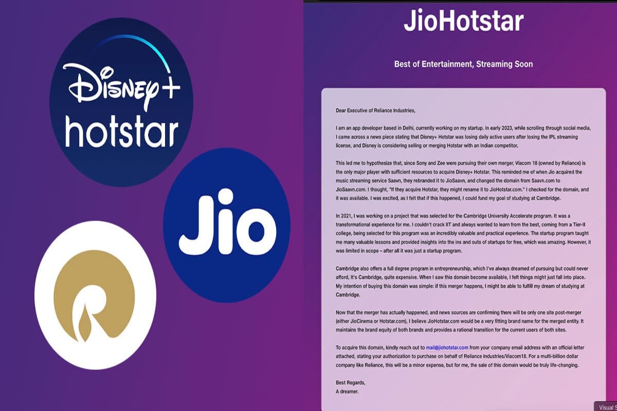 Jio Hotstar Domain खरीदकर दिल्ली के लड़के ने लगाया मौके पे चौका, Reliance के सामने रखी करोड़ों की डिमांड, जानें पूरी बात
