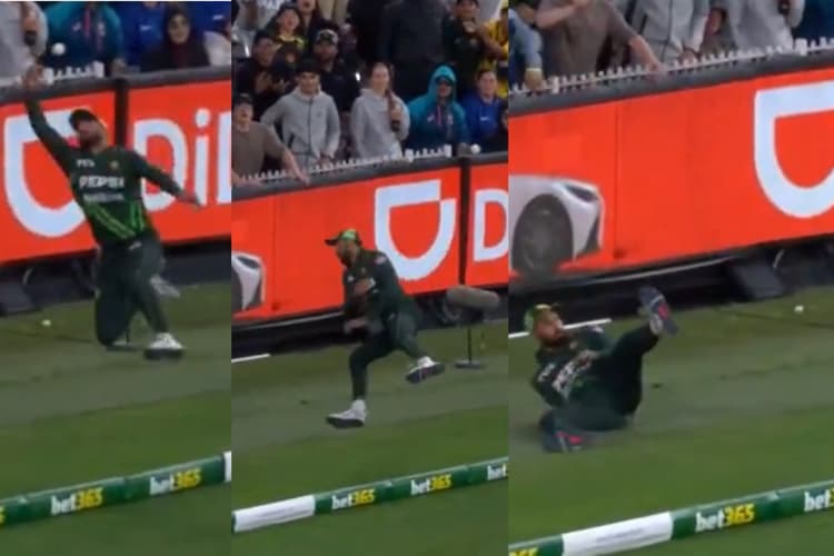 Aus vs Pak: वीडियो देखेंः बाज की तरह झपट्टा मारकर इरफान ने बाउंड्री के बाहर से खींची गेंद, देखते रह गए कंगारू