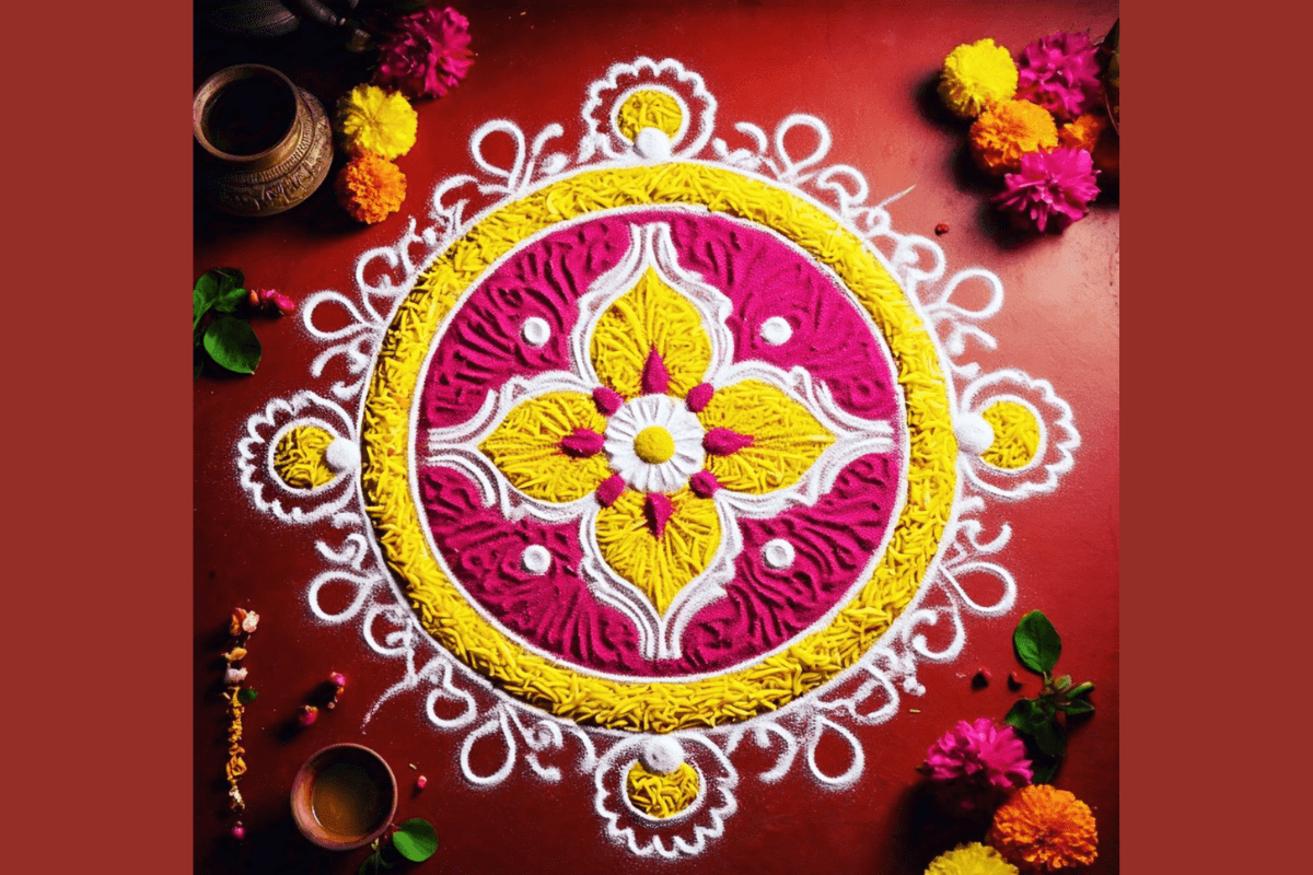 Basant Panchmi Rangoli Design: बसंत पंचमी पर चावल के दानों से बनाएं खूबसूरत रंगोली डिजाइन
