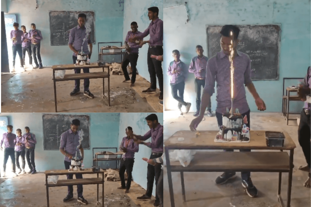 Viral Video : कॉलेज में छात्रों ने बीयर के साथ किया बर्थडे सेलिब्रेट, जश्न में टीचर भी नजर आई शामिल