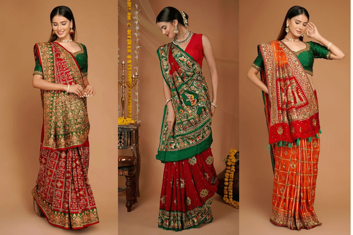 Chaitra Navratri Saree Look: चैत्र नवरात्रि पूजा में पहनें डिजाइनर बंधेज साड़ी- गुजराती स्टाइल में पाएं परफेक्ट लुक