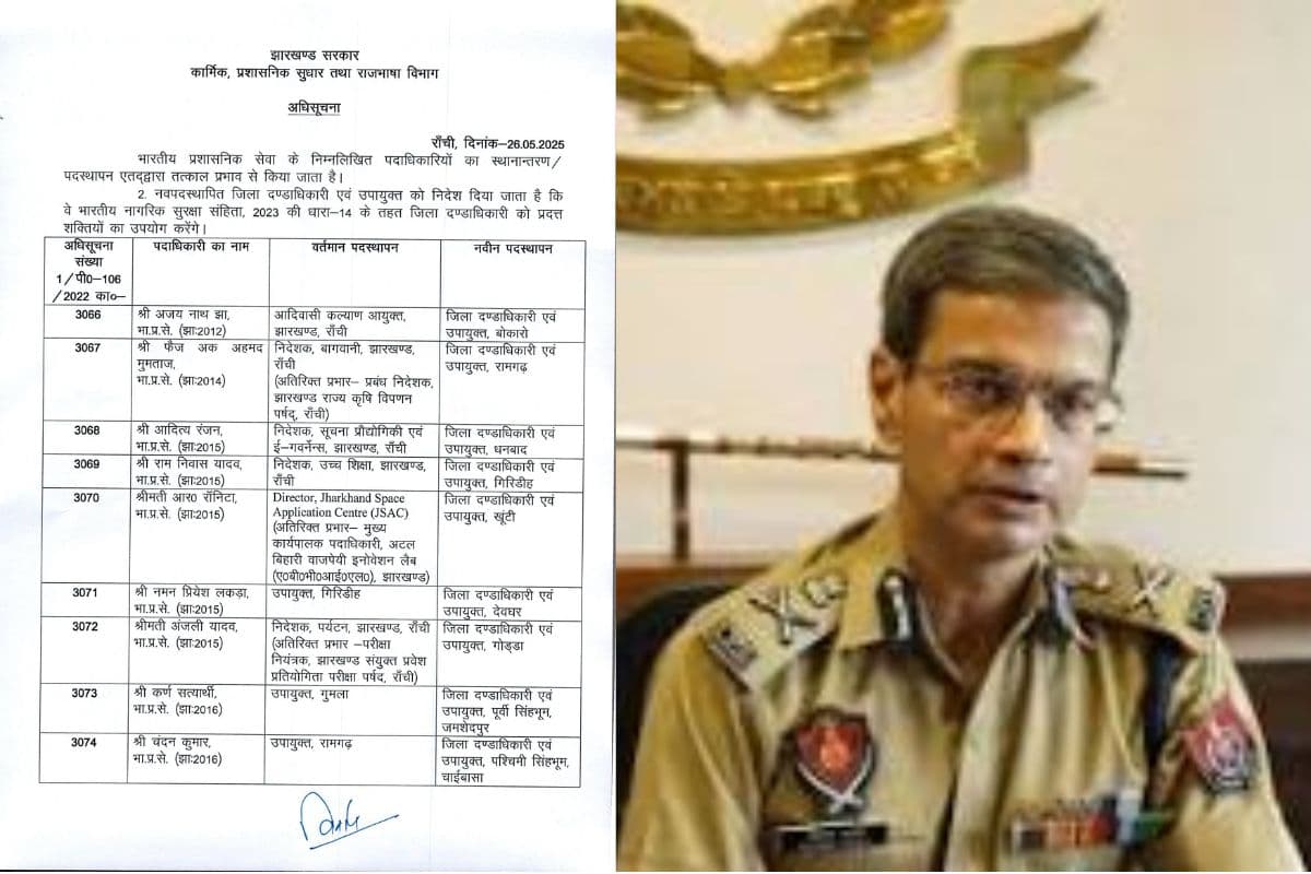 IPS Transfer & Posting: झारखंड में IAS के बाद आज 48 IPS अफसरों का तबादला, मनोज कौशिक रांची के नए IG