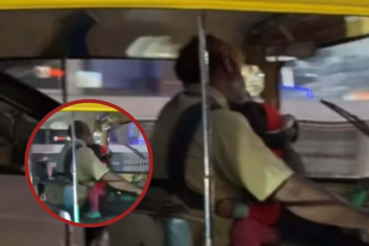 Viral Video : पापा की जान होती है बेटी, मासूम को पेट से चिपकाया और चलाने निकला ऑटो
