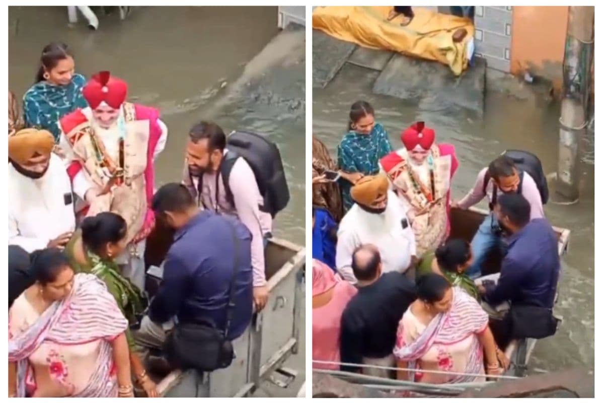 भीषण बाढ़ भी नहीं रोक सकी शादी का उत्साह, ट्रैक्टर में दूल्हे ने निकली बारात, ट्राली में हुई विदाई  