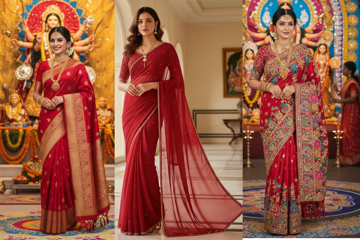 Red Saree Design: नवरात्रि में दिखें सबसे अलग, पहनें ये लेटेस्ट दुर्गा पूजा स्पेशल रेड साड़ी डिजाइन