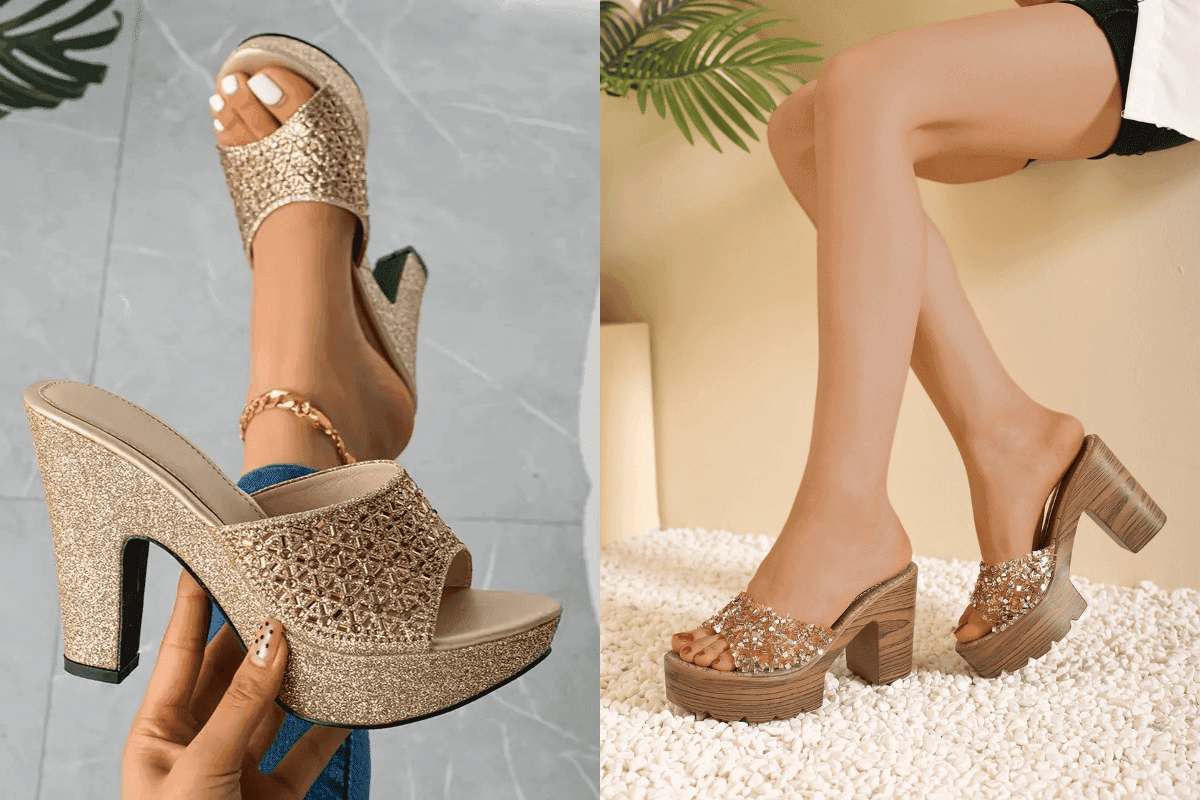 Saree heels design -Block Heels