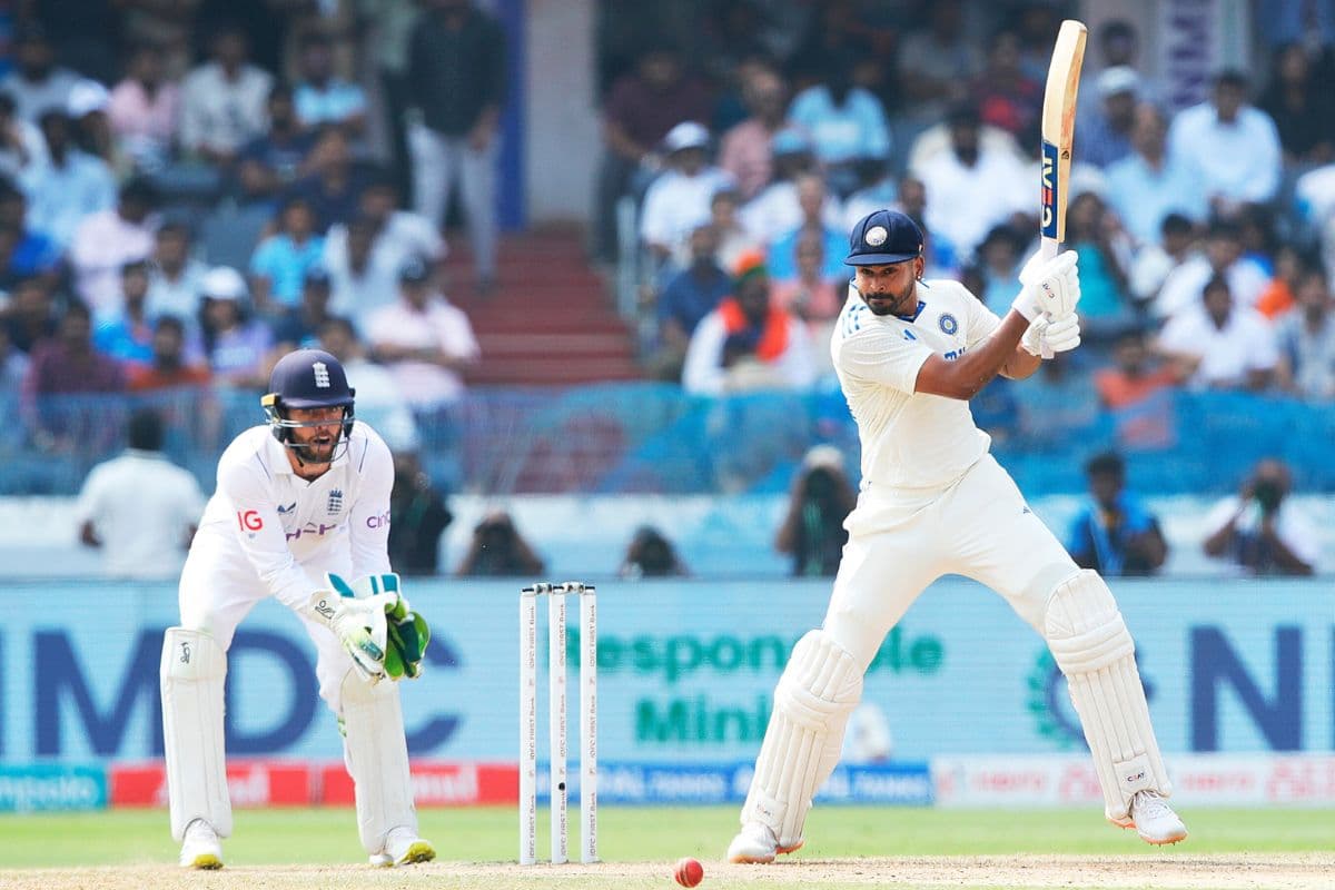 IND vs ENG Test Match Sheryas Iyer Playing Shot