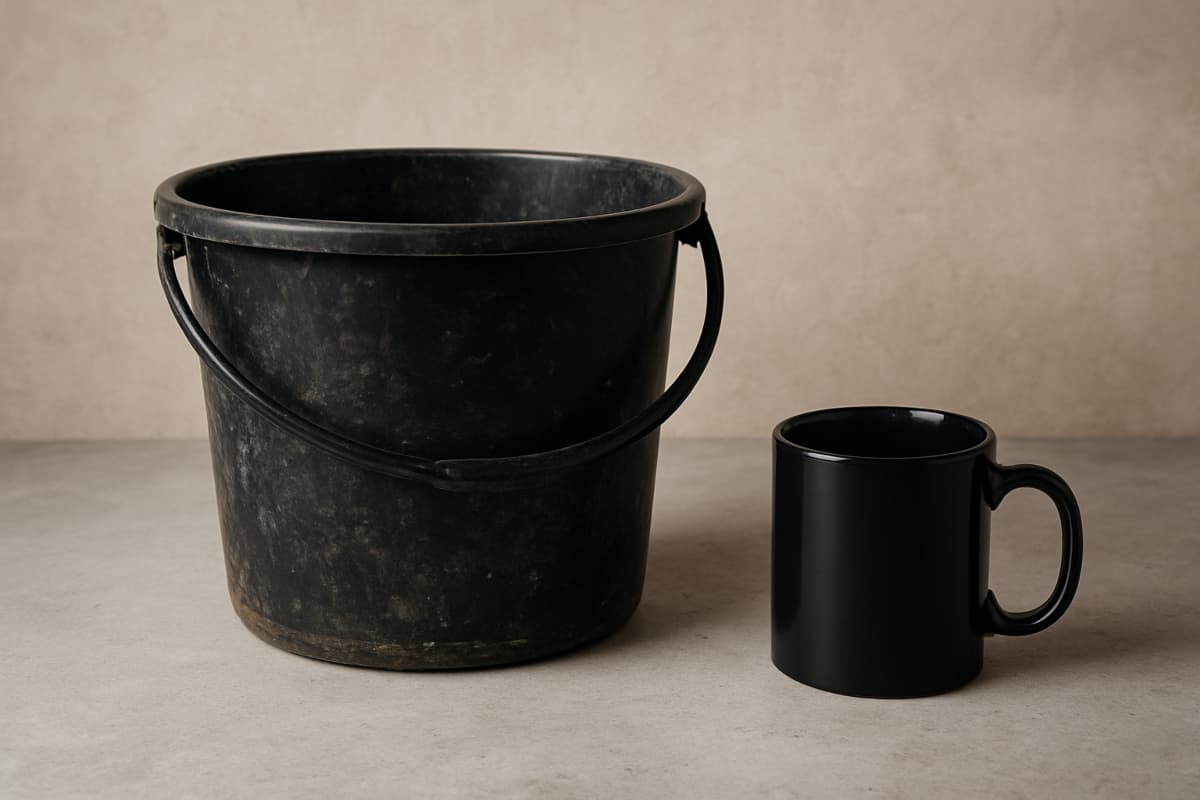 cleaning hacks for plastic mug and bucket