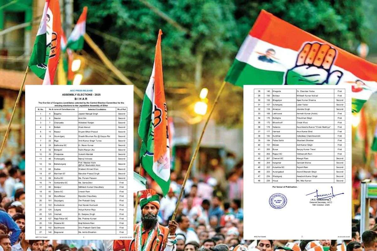 Congress First List: कांग्रेस ने बिहार चुनाव 2025 के लिए पहली लिस्ट जारी की, 48 उम्मीदवारों के नाम घोषित