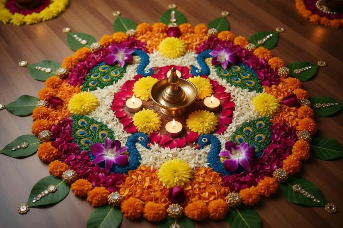 Flower Rangoli Design for Diwali