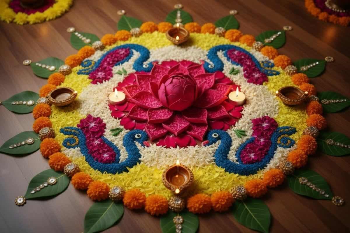 Flower Rangoli Design for Diwali