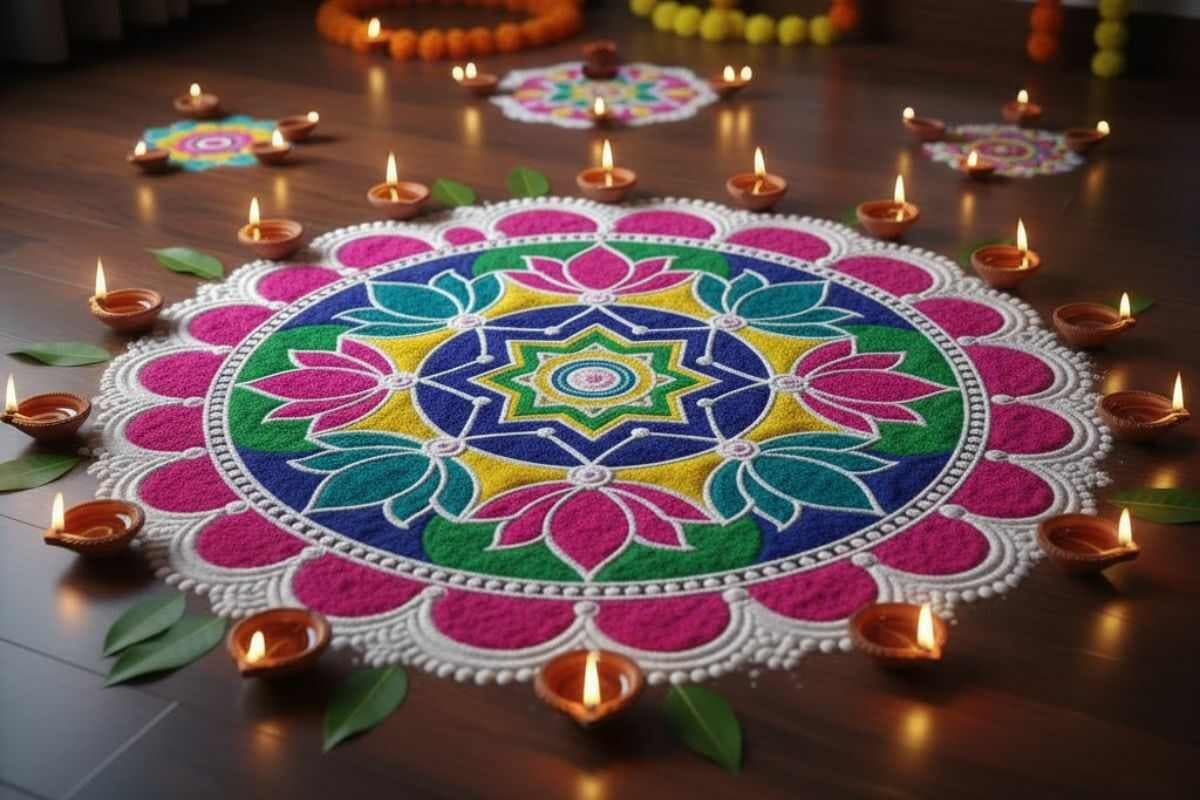 Simple Rangoli Design for Diwali