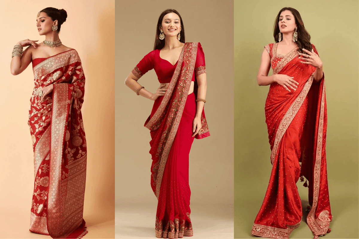 Latest Red Saree Design: करवाचौथ 2025 के लिए चुनें ये लेटेस्ट रेड डिजाइनर साड़ियां, देखें बेस्ट ऑप्शन