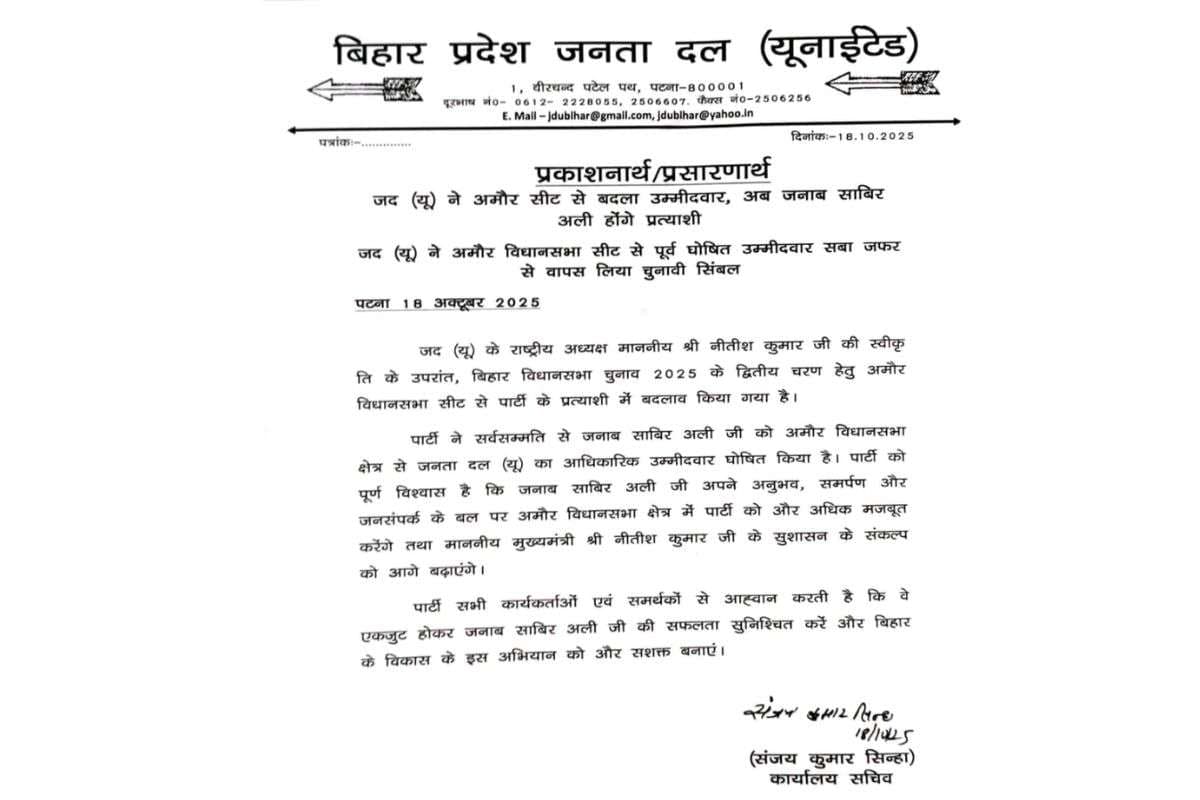 Order issued by JDU