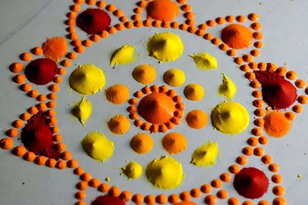 dots rangoli design for diwali