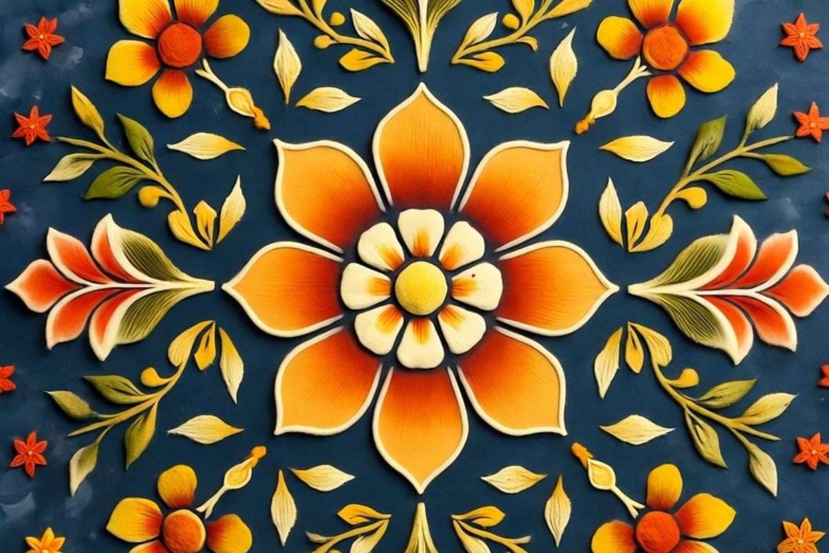 floral rangoli design for diwali