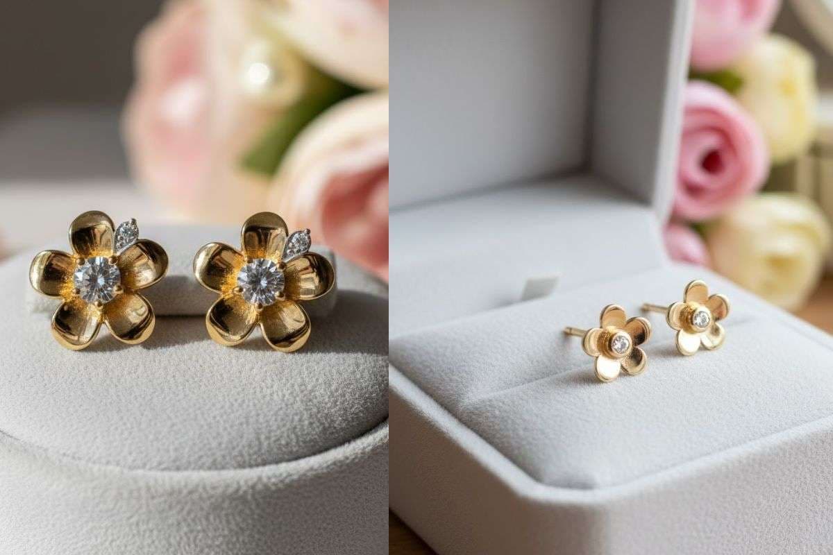 Flower Shape Earrings Design For Baby Girl