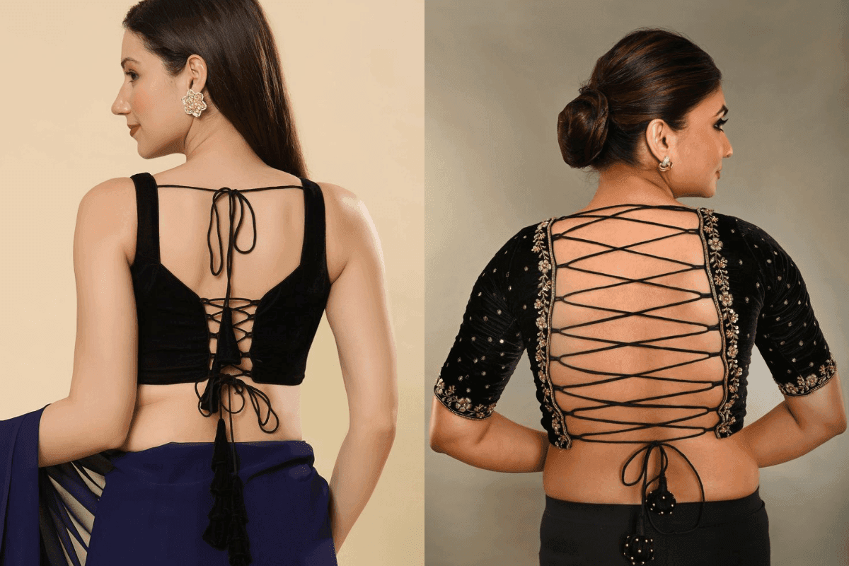 Cross Tie Blouse Back Designs
