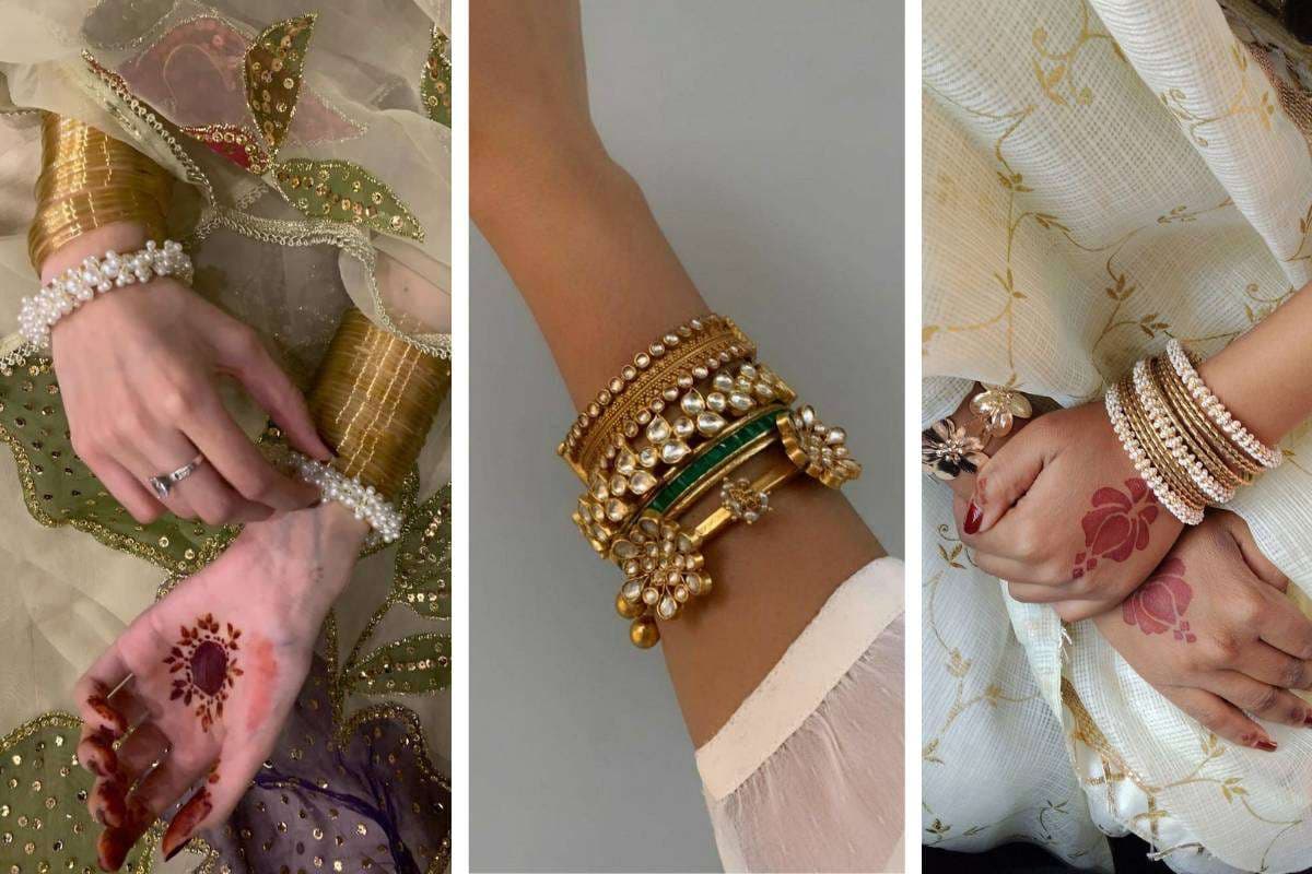 Golden and Silver Pearl Bangles Design