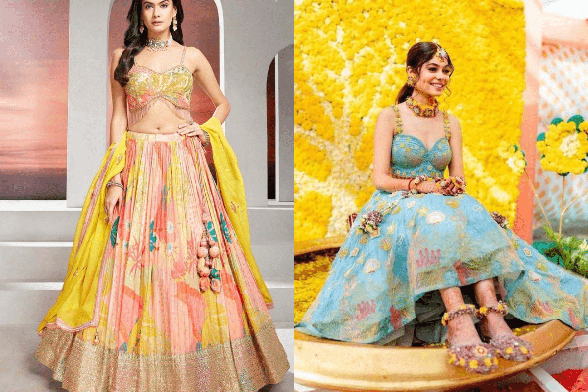 Pastel Color Lehenga For Haldi