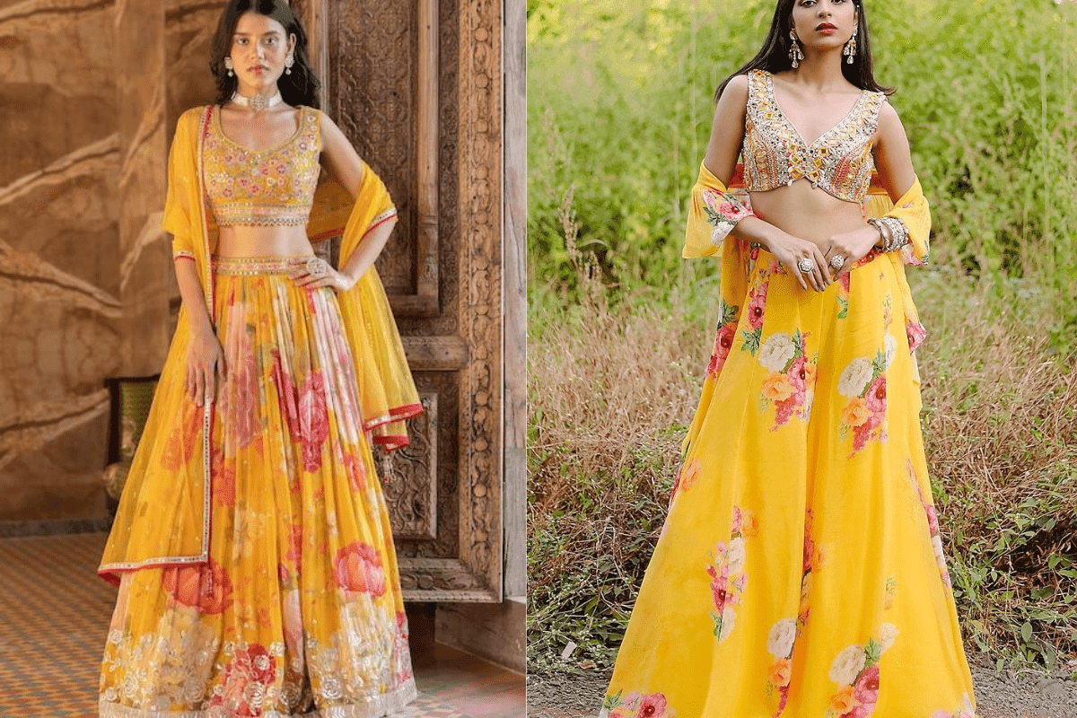 Yellow Floral Lehenga For Haldi