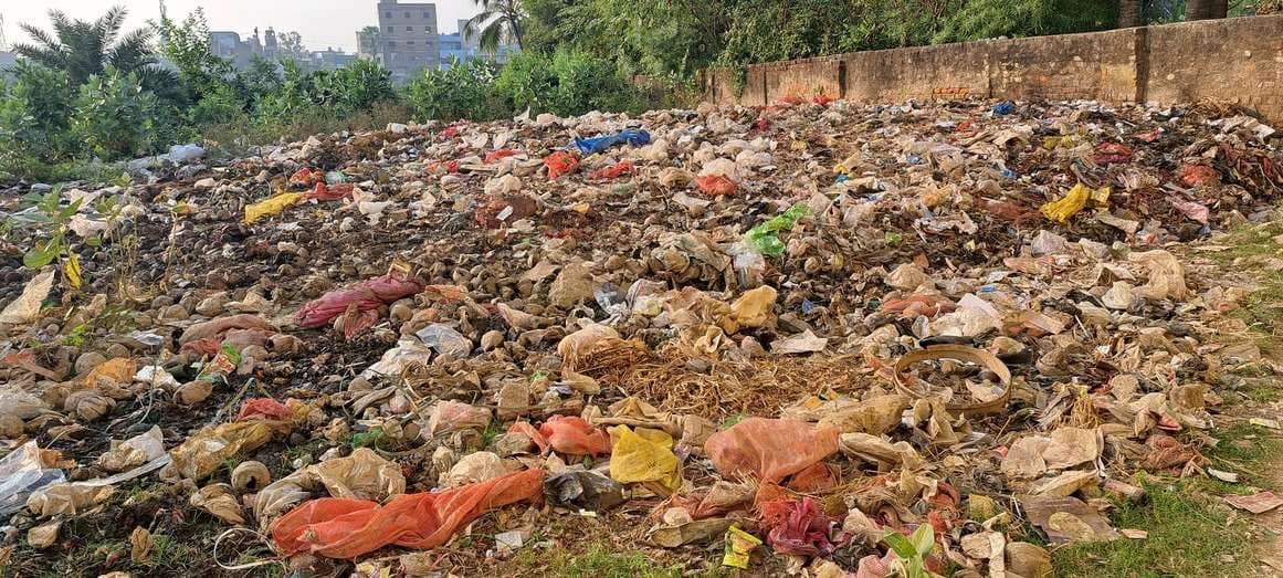 पत्तिचक पिरोजपुर में टैगोर्स स्कूल के पीछे कचरे का अंबार