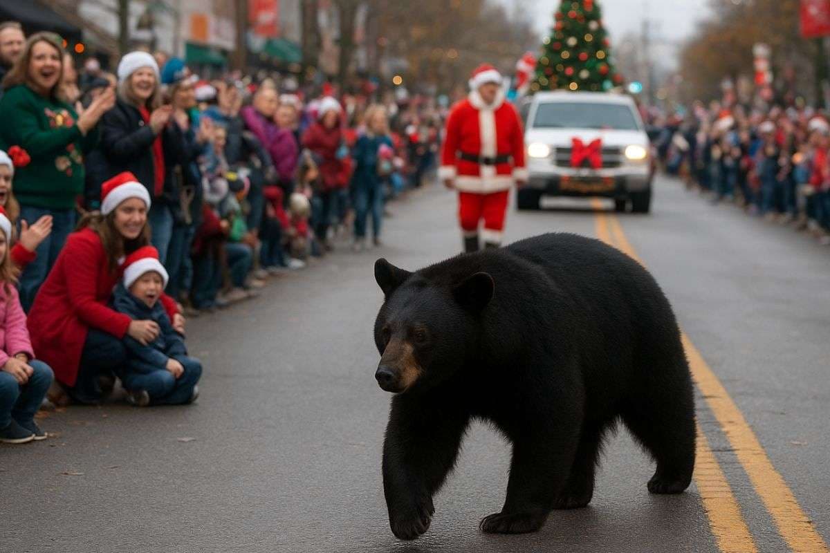 Black Bear enters in christmas parade celebrations in tennessee