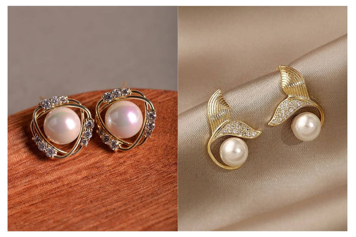 Classic White Pearl Ear Studs Design for Women