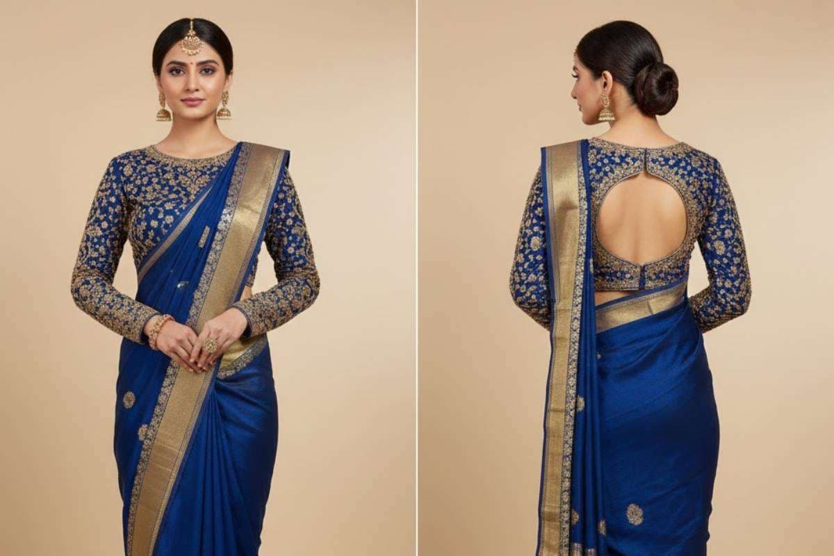 Full Sleeves Velvet Blouse Design