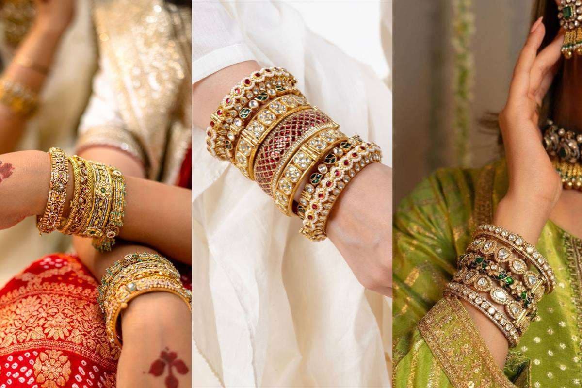 Heavy stone work Kundan bangles for bridal or wedding functions, royal and stylish