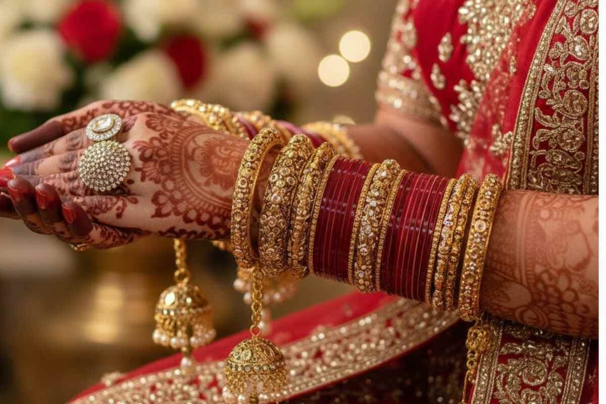 Heavy Work Red Bangles Design 