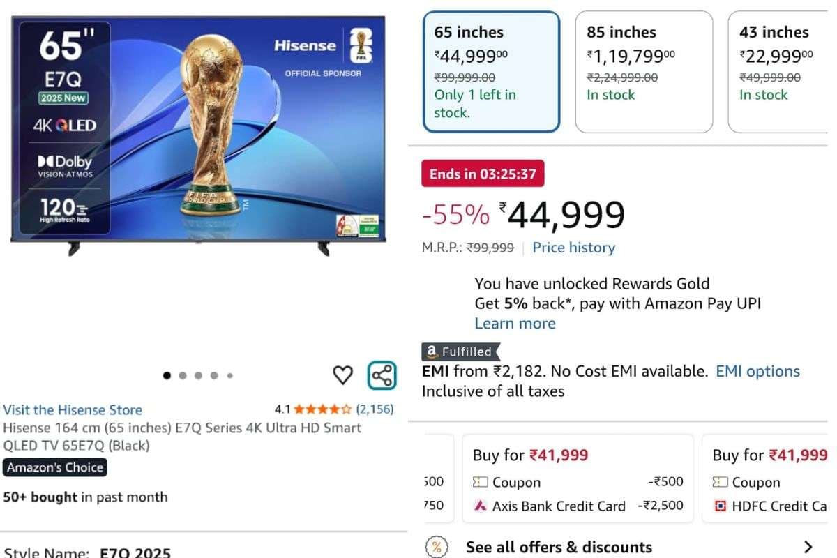 Hisense 65 inch smart tv discount details