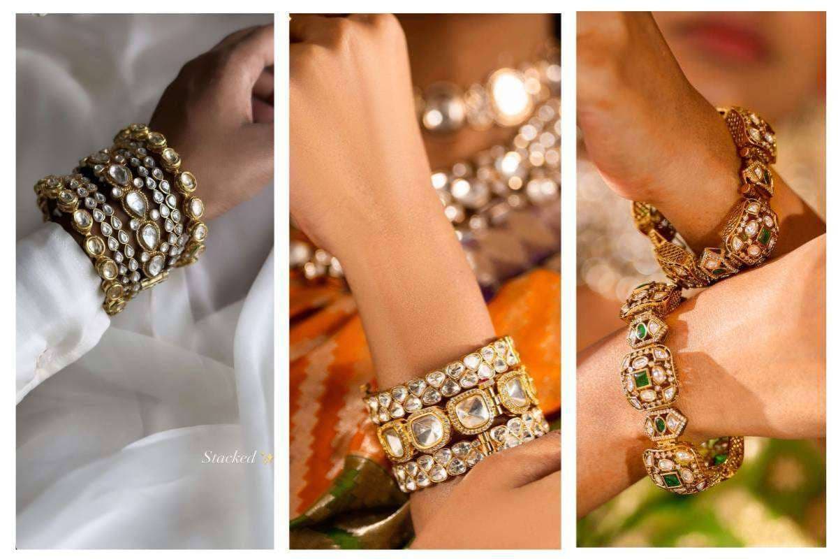 Latest Kundan Kada Bangle design in gold and stone work, perfect for traditional wear