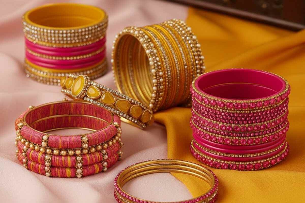 Pink-Yellow Bangles Design 