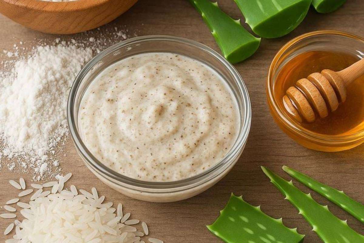 Rice flour and aloe vera face pack at home