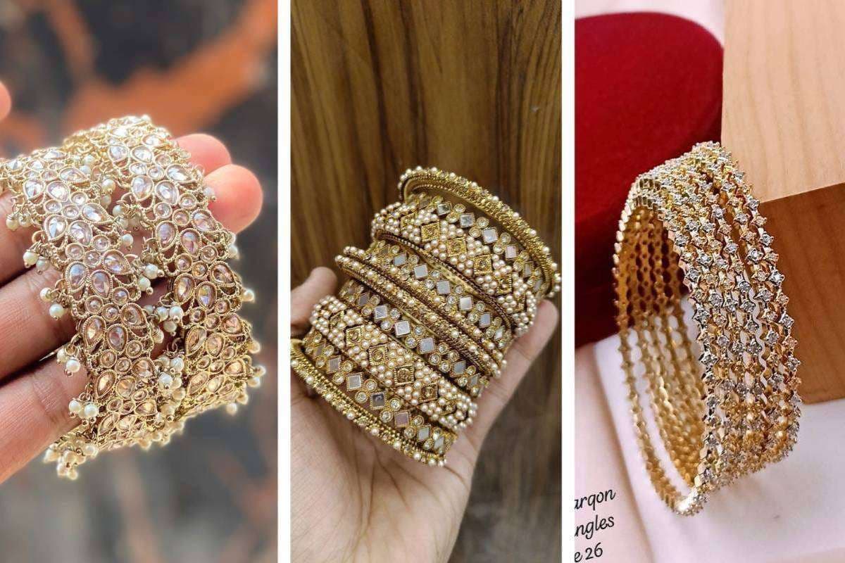 Simple Kundan bangles paired with colorful glass bangles, perfect for casual and festive look